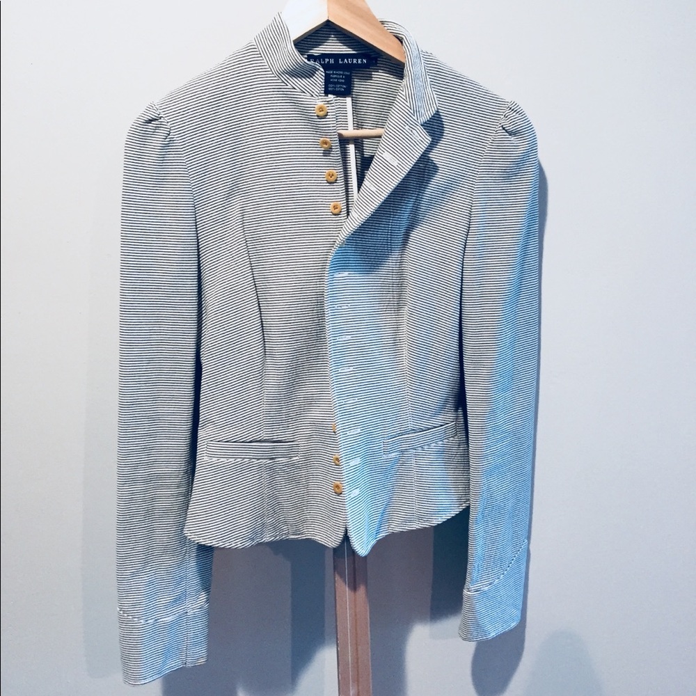 Ralph Lauren seersucker striped fitted jacket sz 4